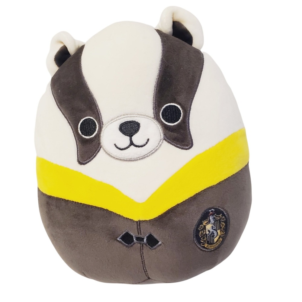 Squishmallows Harry Potter Hufflepuff Badger 8 Inch Plush Grey Yellow Toy